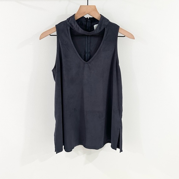 Veronica M Suede Choker Neck Tank Navy Size Medium - Picture 2 of 6